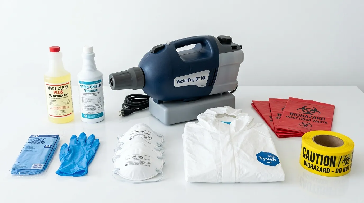 Professional biohazard remediation crew working in Damascus